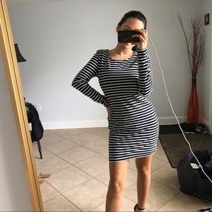 Black white striped dress